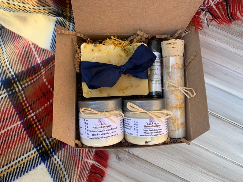 Organic Spa Set Bath Gift Set Sweet Orange Calendula Soap Etsy