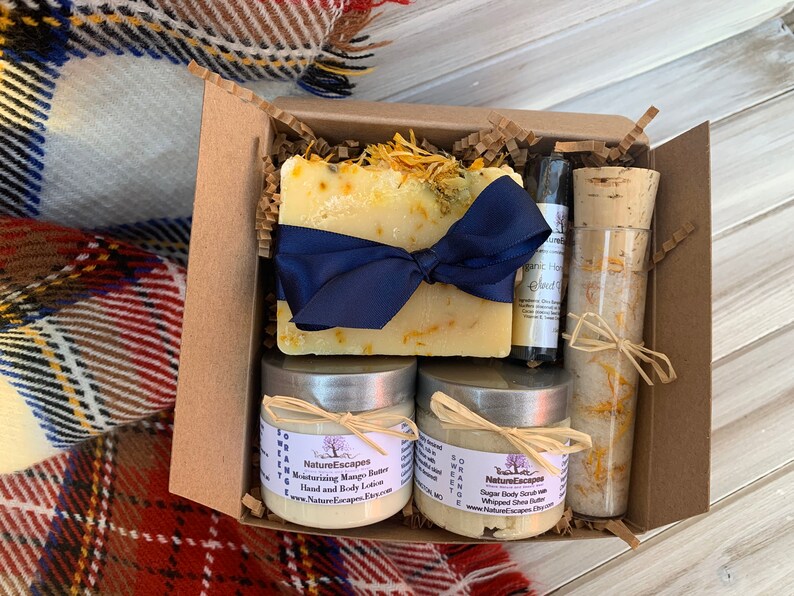 Organic Spa Set Bath Gift Set Sweet Orange Calendula Soap Etsy