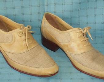 Mens Thom McAn 40s 50s Spectators Rockabilly VTG lace shoes leather Brazil 10D slippers