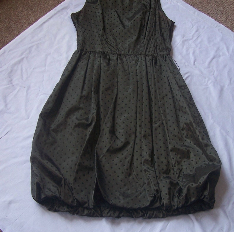 Jean Leslie little black dress balloon bottom dotted swiss sleeveless VTG 80's S image 3