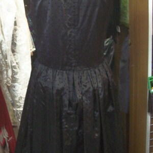 Jean Leslie little black dress balloon bottom dotted swiss sleeveless VTG 80's S image 2