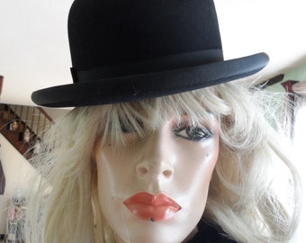 Bowler Derby Vintage Hat Black superfine KNOX Famous Bar size 7 Steampunk Victorian