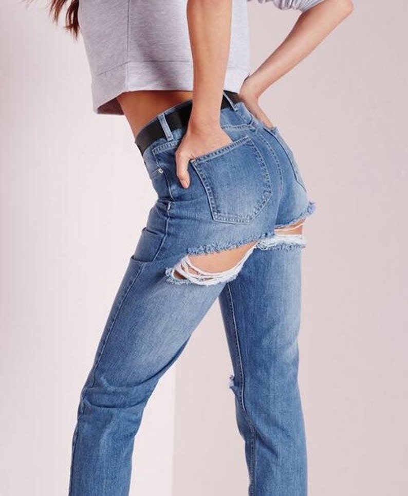 Cheeky Distressed Jeans Sexy Grunge Jeansmom Jeanskylie Etsy
