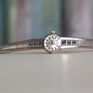 MEISTER ANKER - Vintage  German 0.835 solid silver and blue sapphire  mechanical wind up women&#39;s Bracelet Watch