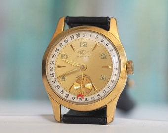 EBA  pointer Date - 1950's German mechanical men's watch EBA  - vintage German mechanical wind up  men's watch