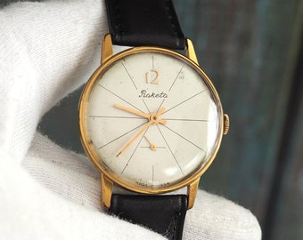 RAKETA  "12"  - rare vintage mechanical wind up men's watch, 1960's men's watch