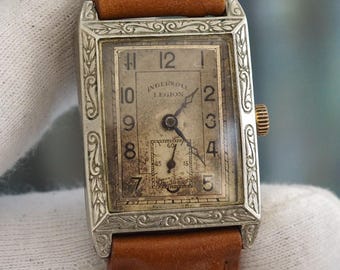 Vintage 1930s Ingersoll Legion Watch - Art Deco Hand-Wound Rectangle