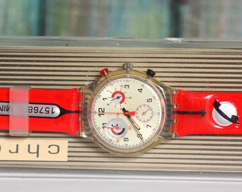 Vintage 1994 Swatch Chrono INSPYRAL SCG102 - Unworn Mint Condition