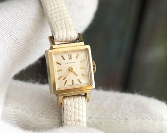 CERTINA  -  14k .585 yellow  gold square case Swiss made mechanical wind up women's  watch