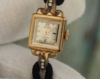 ANKER - Art deco Vintage German  made mechanical wind up women's, mint condition, unworn