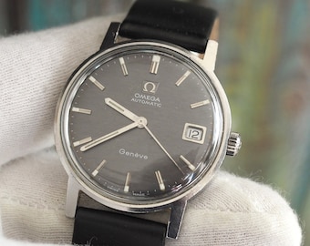 OMEGA Geneve Automatic - 1970's stainless Omega Geneve  cal.565- Rare graphite gray dial, ref.166.070