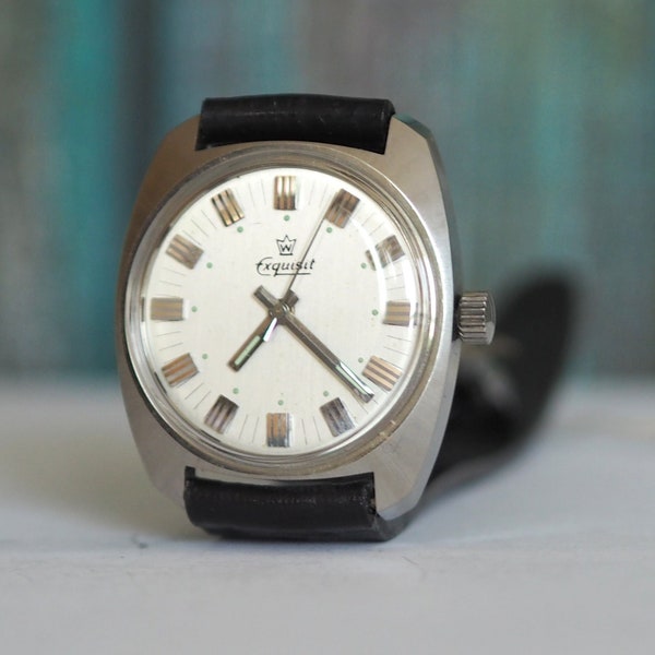 EXQUISIT -German mechanical wind up  men's watch , vintage German mechanical wind up  men's watch - mint condition