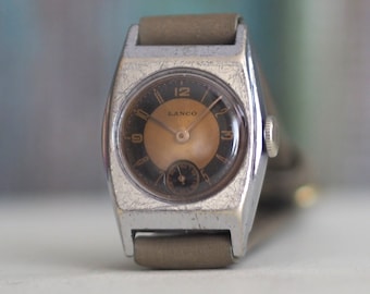 LANCO - 1930's Swiss made Art Deco  men's watch , wind up vintage art deco watch for men, gift for him