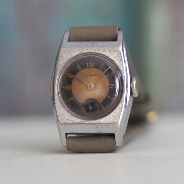LANCO - 1930's Swiss made Art Deco  men's watch , wind up vintage art deco watch for men, gift for him