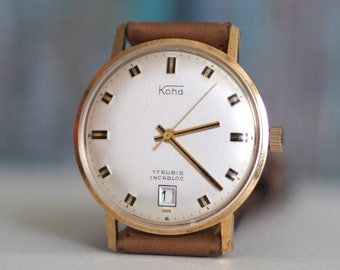 KOHA   1970's German mechanical men's watch , vintage German mechanical wind up  men's watch