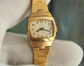 Vintage Trumpf Ladies Watch | German Wind-Up Mechanical | 20mm Case | 17cm Bracelet | Resizable | Working Gold Tone Watch