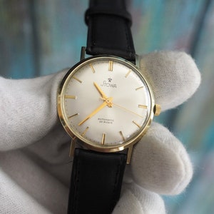 STOWA -  German mechanical self winding  men&#39;s watch cal. PUW 1560, 14kt .585 solid gold case