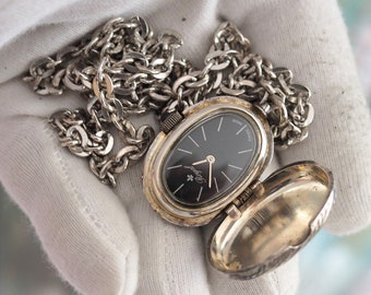 ROYAL  -  Vintage mechanical wind up Swiss made Ladies  pendant/necklace  Watch , vintage mechanical necklace watch