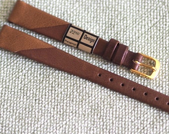 12mm vintage leather band - brown, mint condition, unworn