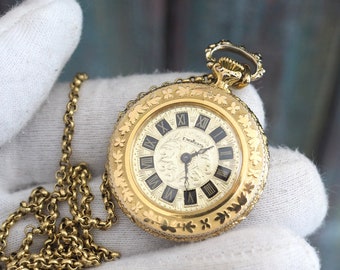 PALLAS  -  Tiny German  Women's necklace  pendant  Watch , dress watch, vintage mechanical wind up watch