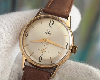 YEMA - Montre à remontage mécanique française pour hommes Yema, montre à remontage mécanique vintage YEMA, fabriquée en France