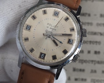 Poljot Alarm - Vintage USSR Men's Watch Poljot, wind up mechanical alarm watch