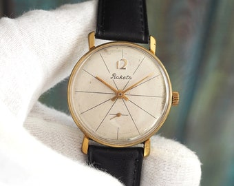 RAKETA  "12"  - rare vintage mechanical wind up men's watch, 1960's men's watch