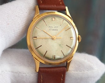 Poljot  de Luxe -  1950's vintage mechanical wind up men's watch