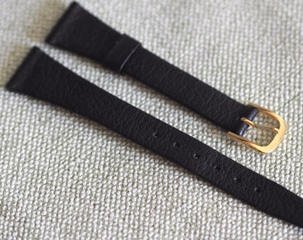 16mm vintage leather band - black, mint condition, unworn