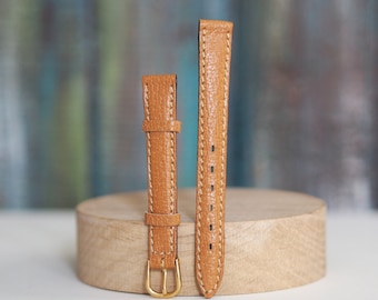 12mm vintage leather band - tan brown, mint condition, unworn