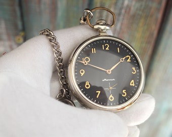 Molnija Frigate  - large railroad mechanical wind up pocket watch Molnija 's, vintage mechanical wind up pocket watch