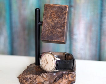 Alder burl watch stand, handcrafted one of a kind alder burl watch stand ,  custom made watch display stand watch organizer