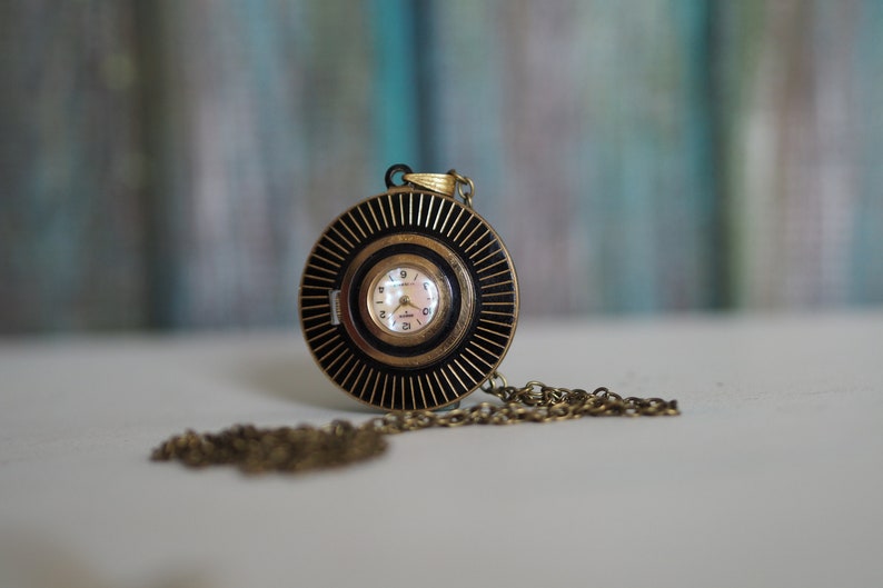 ANKER Vintage German Ladies pendant Watch , Mother of Pearl dial, vintage mechanical wind up pendant watch image 2