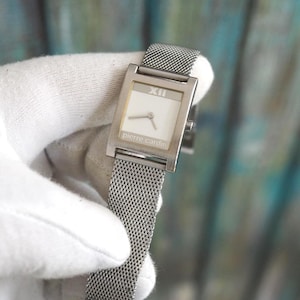 Vintage Pierre Cardin Watch | 22x23mm Case | Stainless Mesh Bracelet | Minimalist Silver Ladies Watch | Fits up to 200mm Wrist
