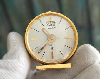 JAEGER RECITAL ゴールド 置時計　動作確認済 Vintage 60-70's Jaeger LeCoultre Table Clock Recital Alarm 8-Day