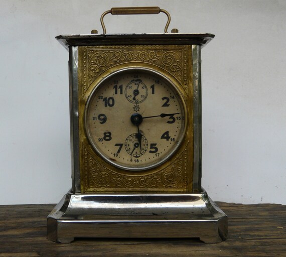 Items similar to Antique German carriage alarm clock Junghans 1870's on ...