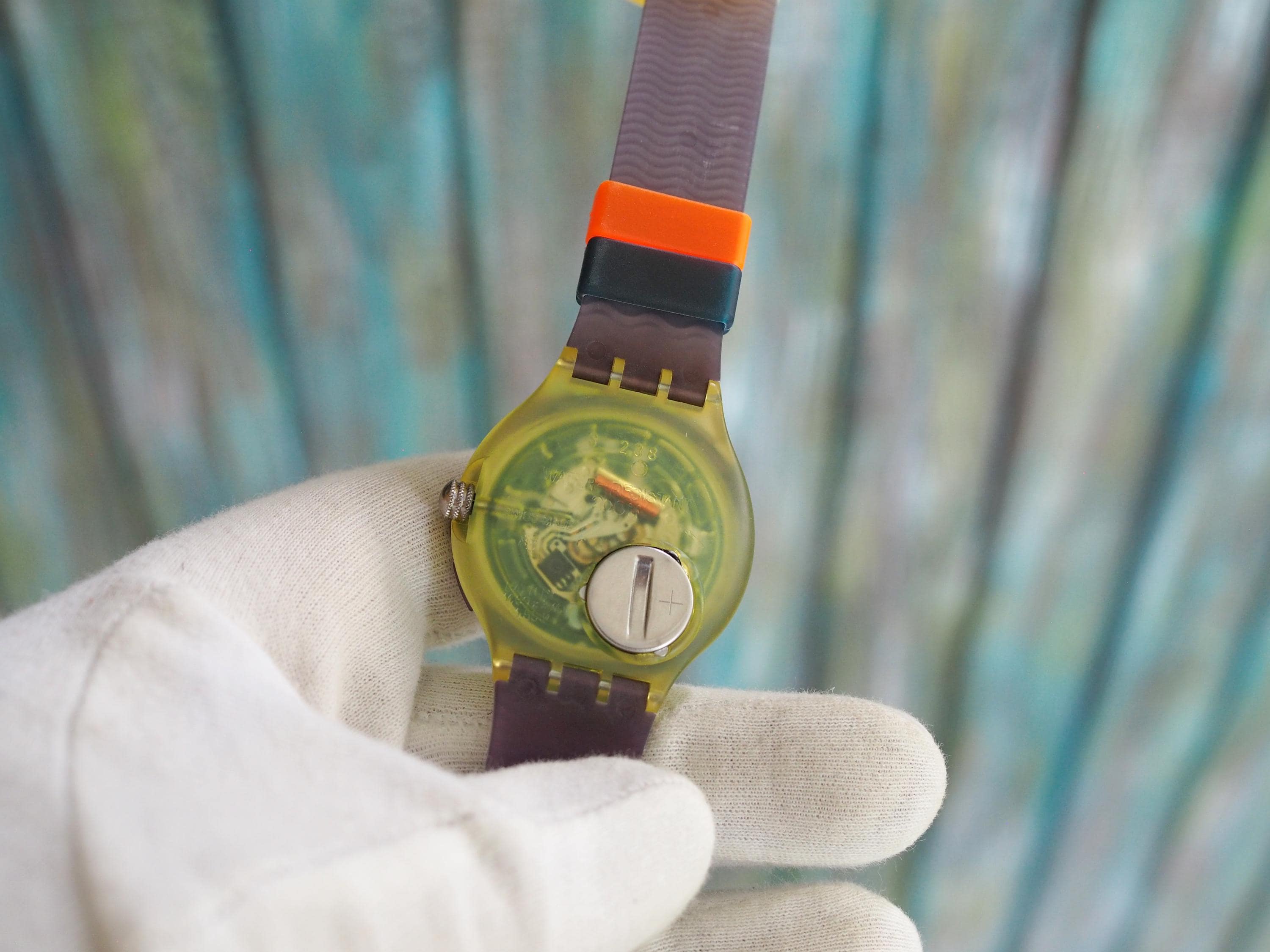 Vintage Swatch Scuba 200 Watch: Neon Green & Purple, 90s Retro