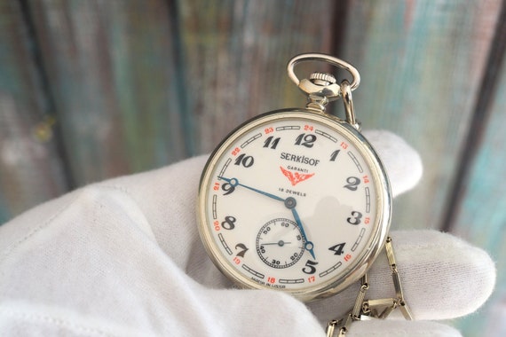 SERKISOF Demiryolu Railroad Large Railroad Mechanical Wind up Pocket Watch Molnija Vintage Mechanical Wind up Pocket Watch Etsy UK