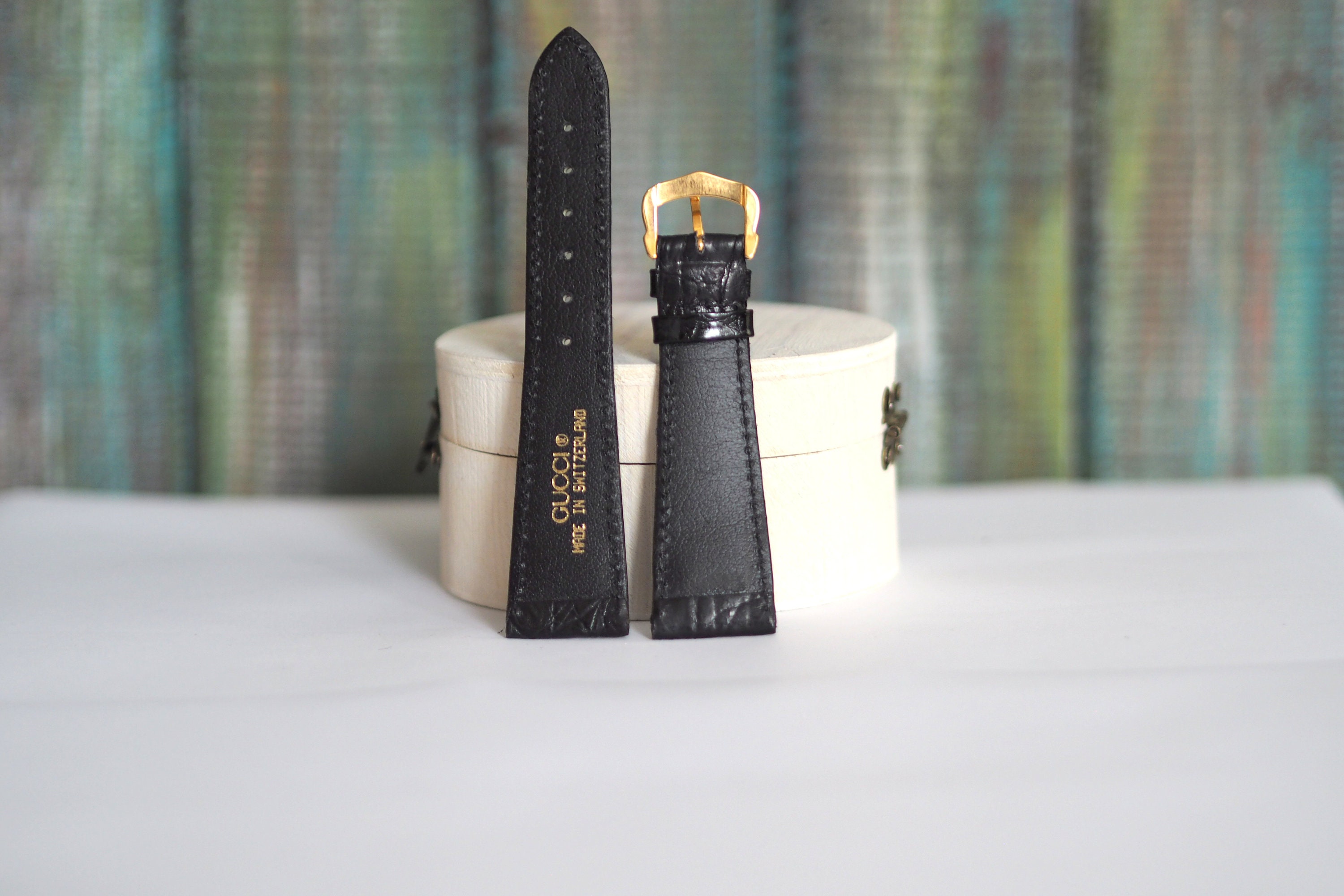 GUCCI 22mm GUCCI Leather Watch Band 