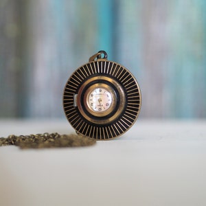 ANKER Vintage German Ladies pendant Watch , Mother of Pearl dial, vintage mechanical wind up pendant watch image 3