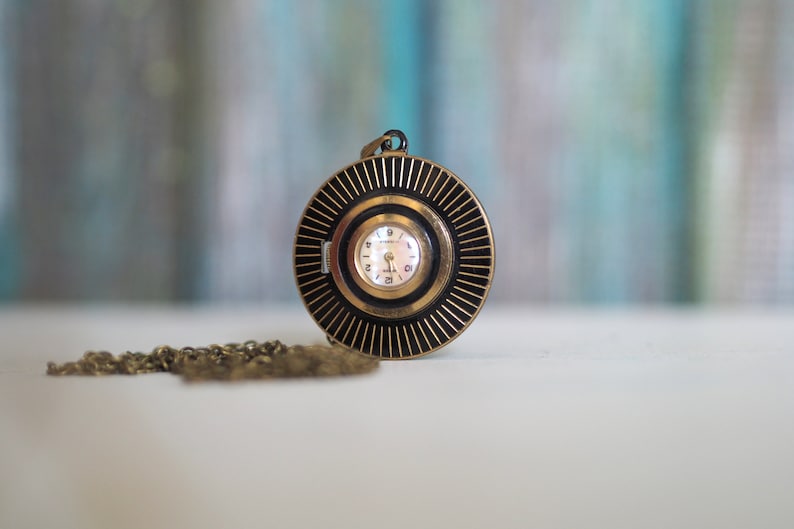 ANKER Vintage German Ladies pendant Watch , Mother of Pearl dial, vintage mechanical wind up pendant watch image 3