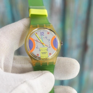 Vintage Swatch Watch – 34mm Classic – Mint Unworn – Colorblock Pop Art Design – 90s Swiss Made