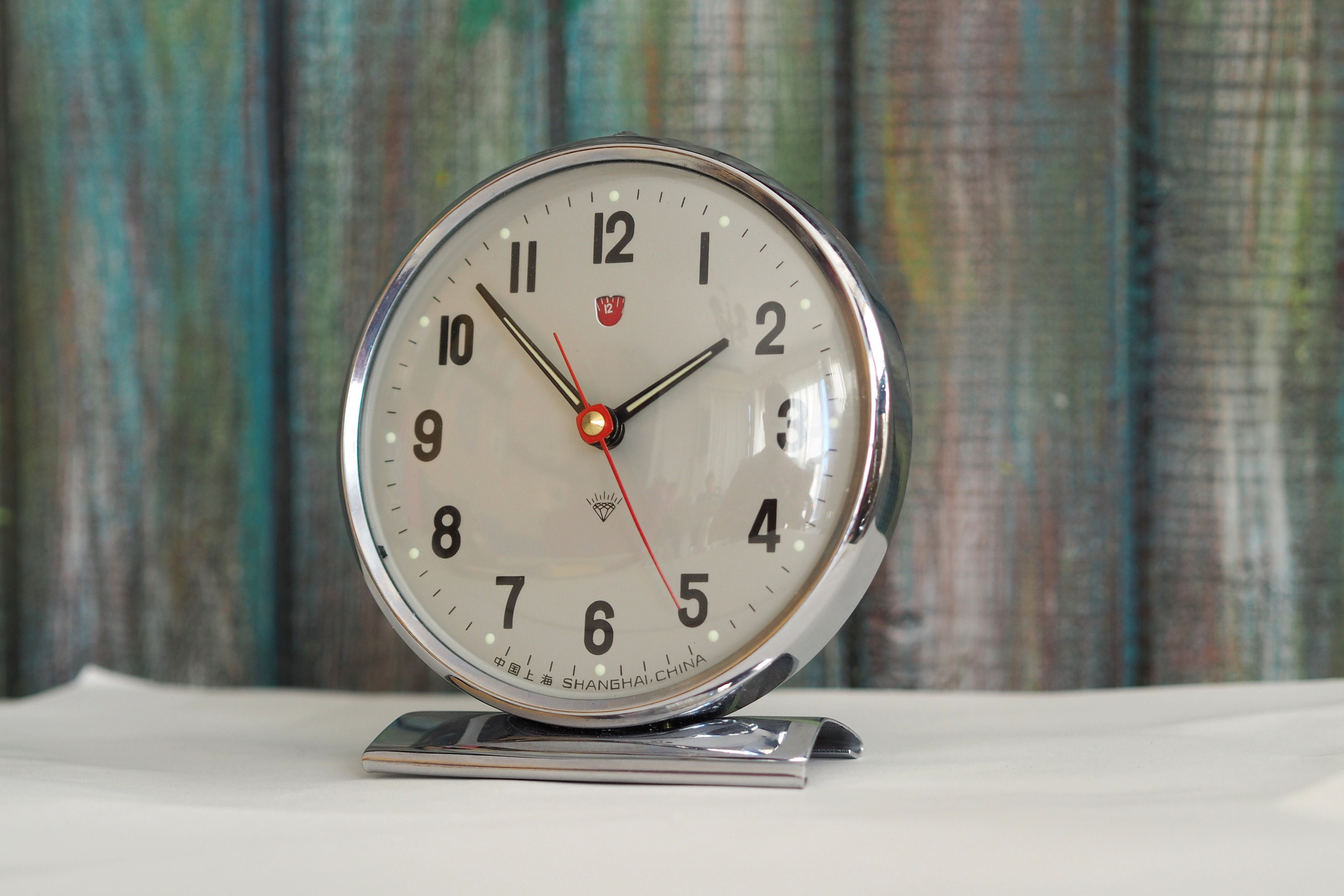 1970's Vintage Shanghai Diamond Alarm Clock, Vintage Mechanical