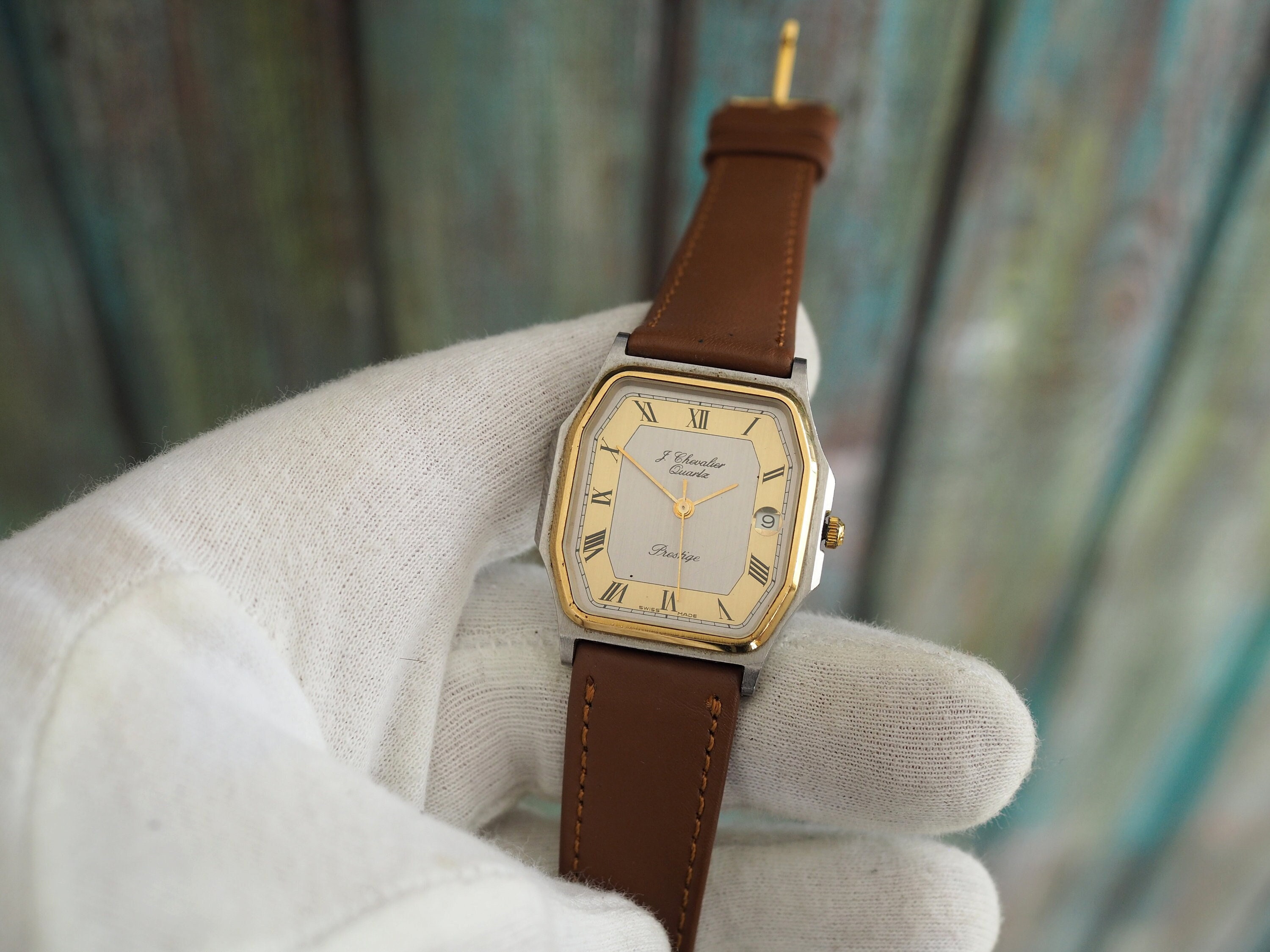 J. Chevalier Prestige 14K Gold Automatic Dress Watch | Back