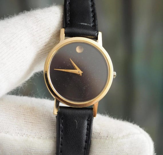 Movado Museum Ladies Quartz Watch 87-25-832 Black Dial Gold  display picture 3
