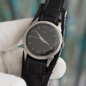 1950s Marvin Automatic Watch | Cal. Felsa 1560 | All Stainless Steel | 33mm Case | Swiss Vintage Wristwatch | Black Dial Men’s Watch