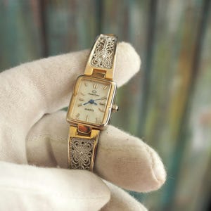 Charles Delon -  quartz women's watch , filigree bracelet,, vintage women's watch, elegant gift for her