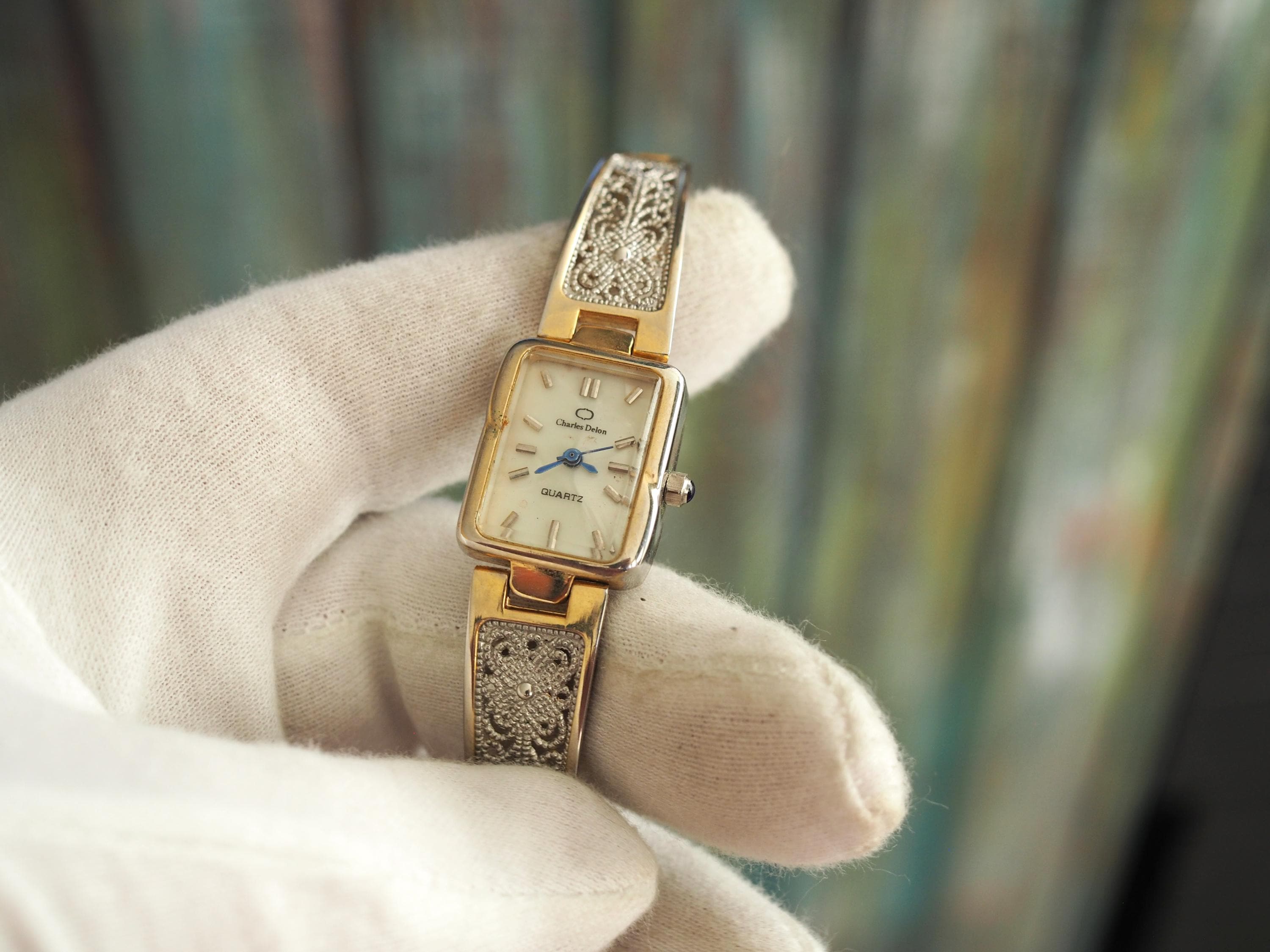 Charles Delon reloj de cuarzo para mujer, pulsera de filigrana