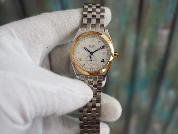 Hugo Boss Two-tone Swiss Watch: 32mm White Dial, Date Subdial - Etsy