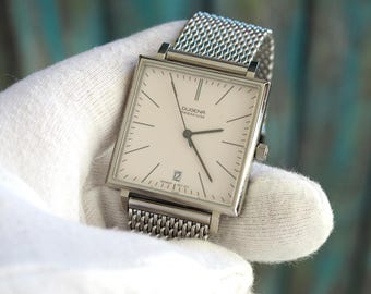 Dugena Dessau Carrée Unisex Quartz Watch with Sapphire Glass and Mesh bracelet